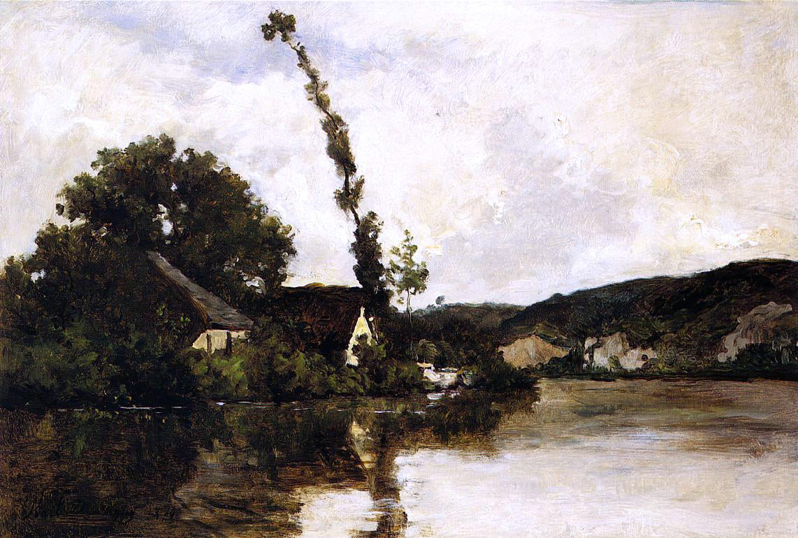 Karl-Pierre Daubigny River Landscape - Canvas Print