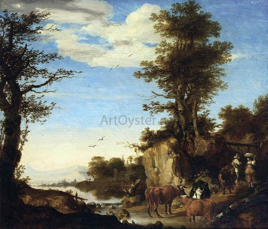 Arie De Vois River Landscape - Canvas Print