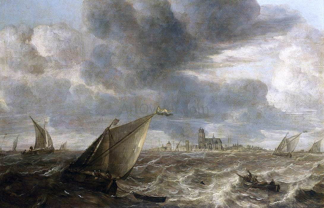 Abraham Van Beyeren River Landscape - Canvas Print