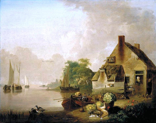 Jan Van Os River Landscape - Canvas Print