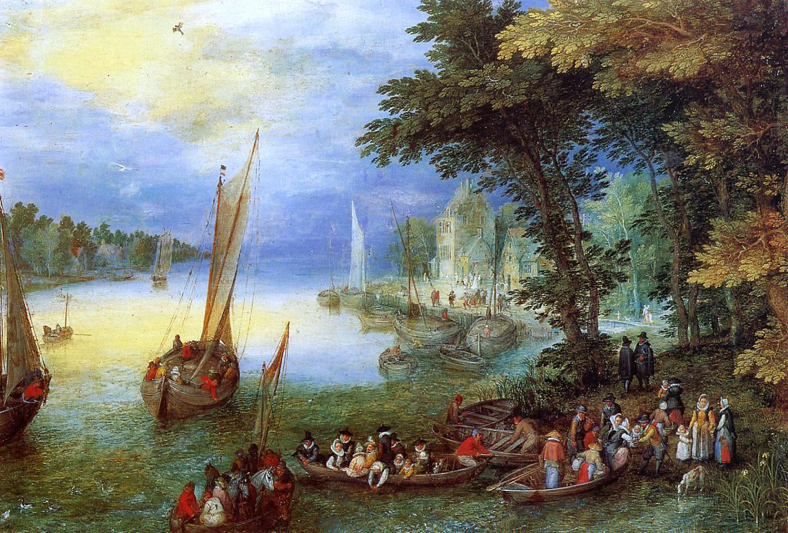 The Elder Jan Bruegel River Landscape - Canvas Print