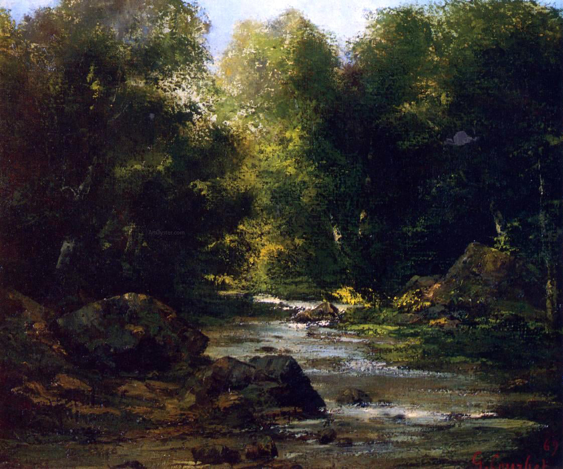 Gustave Courbet River Landscape - Canvas Print