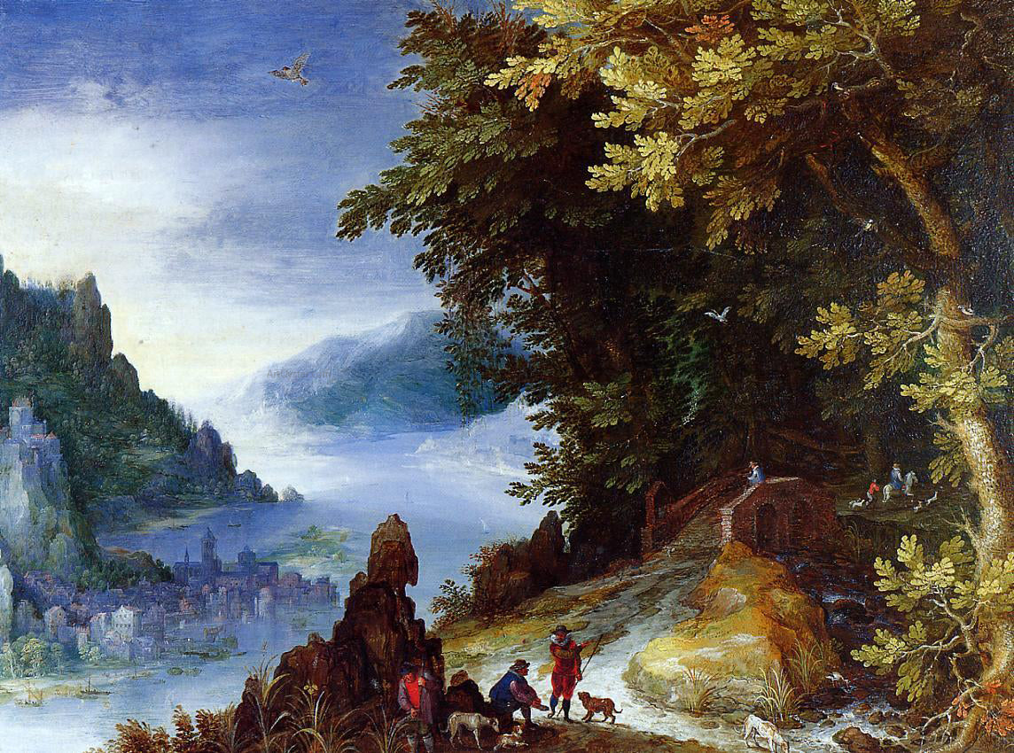 The Elder Jan Bruegel River Landscape with Resting Travellers - Canvas Print