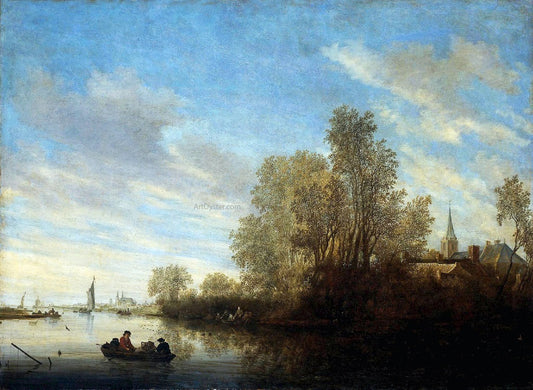 Salomon Van Ruysdael River View near Deventer - Canvas Print