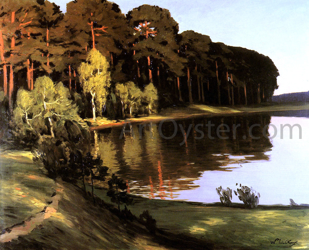 Walter Leistikow Riverscene with Forest beyond - Canvas Print
