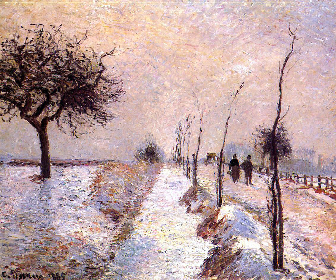Camille Pissarro Road at Eragny: Winter - Canvas Print