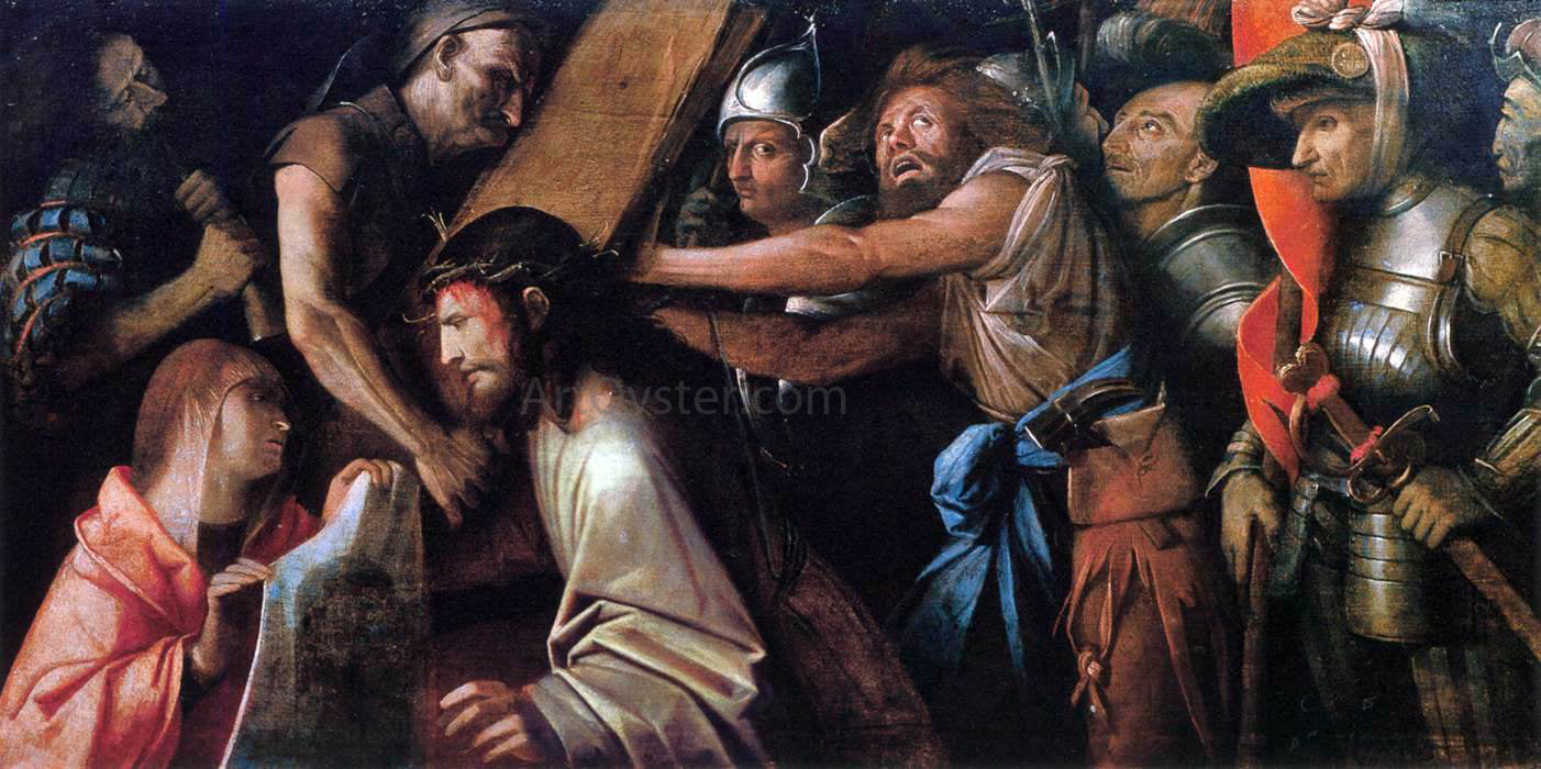 Giovanni Cariani Road to Calvary with Veronica's Veil - Canvas Print