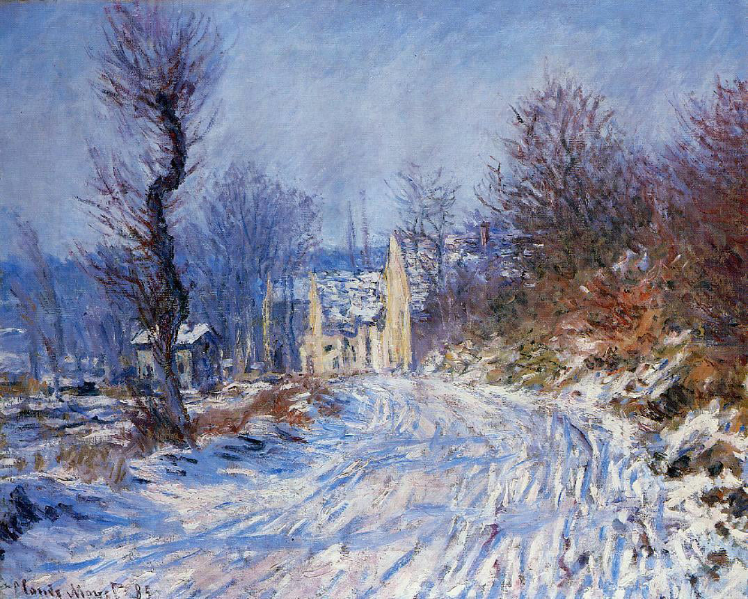 Claude Oscar Monet Road to Giverny in Winter - Canvas Print