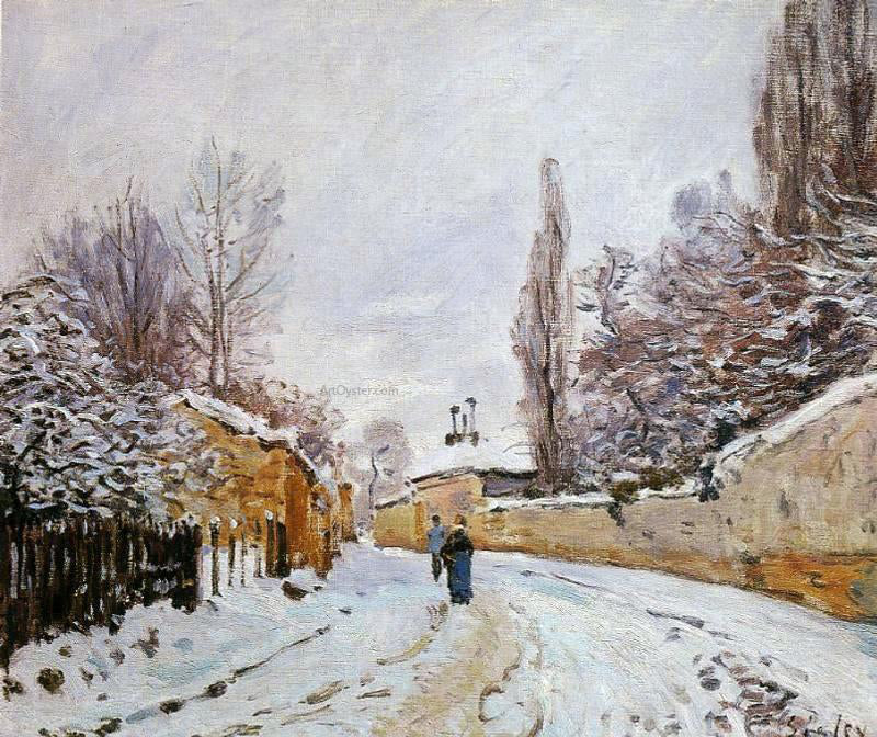 Alfred Sisley Road under Snow, Louveciennes - Canvas Print