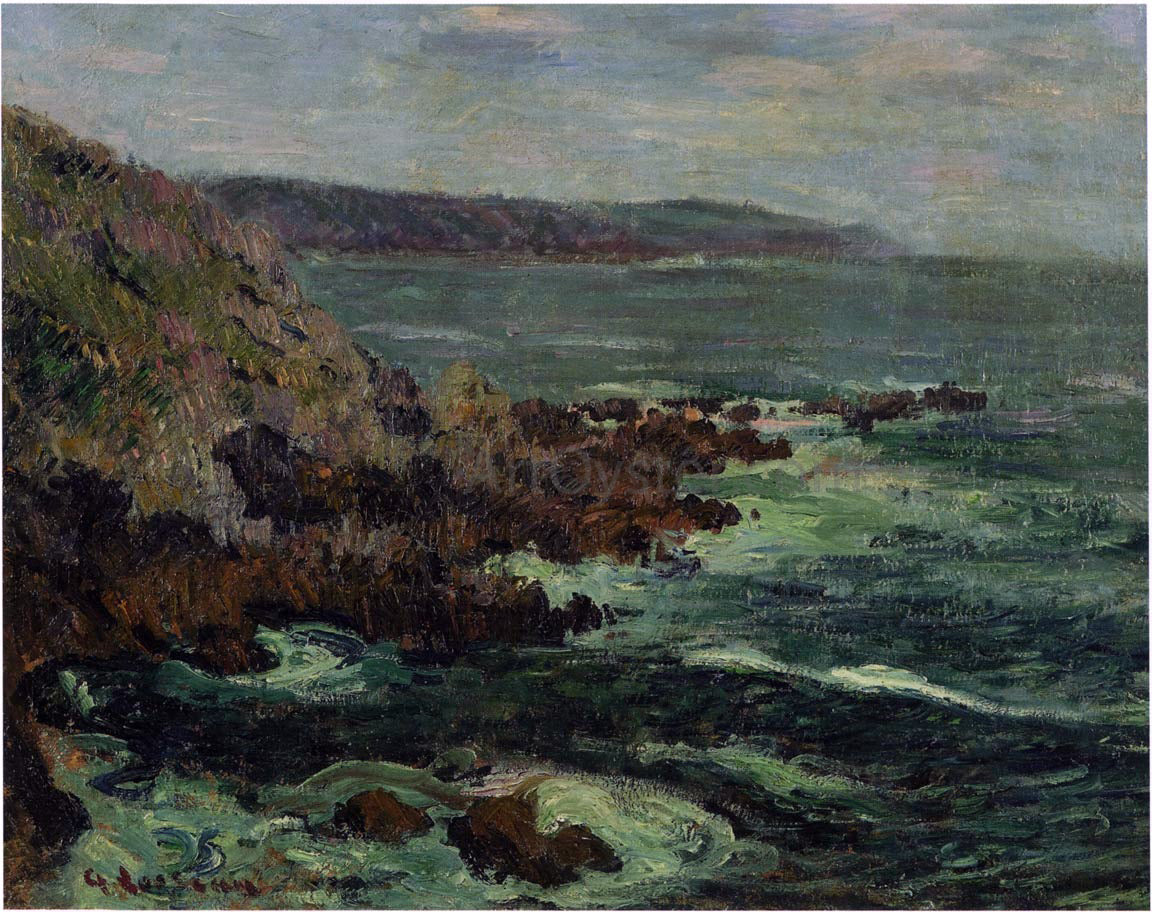 Gustave Loiseau Rock cliffs by the sea in Britain - Canvas Print