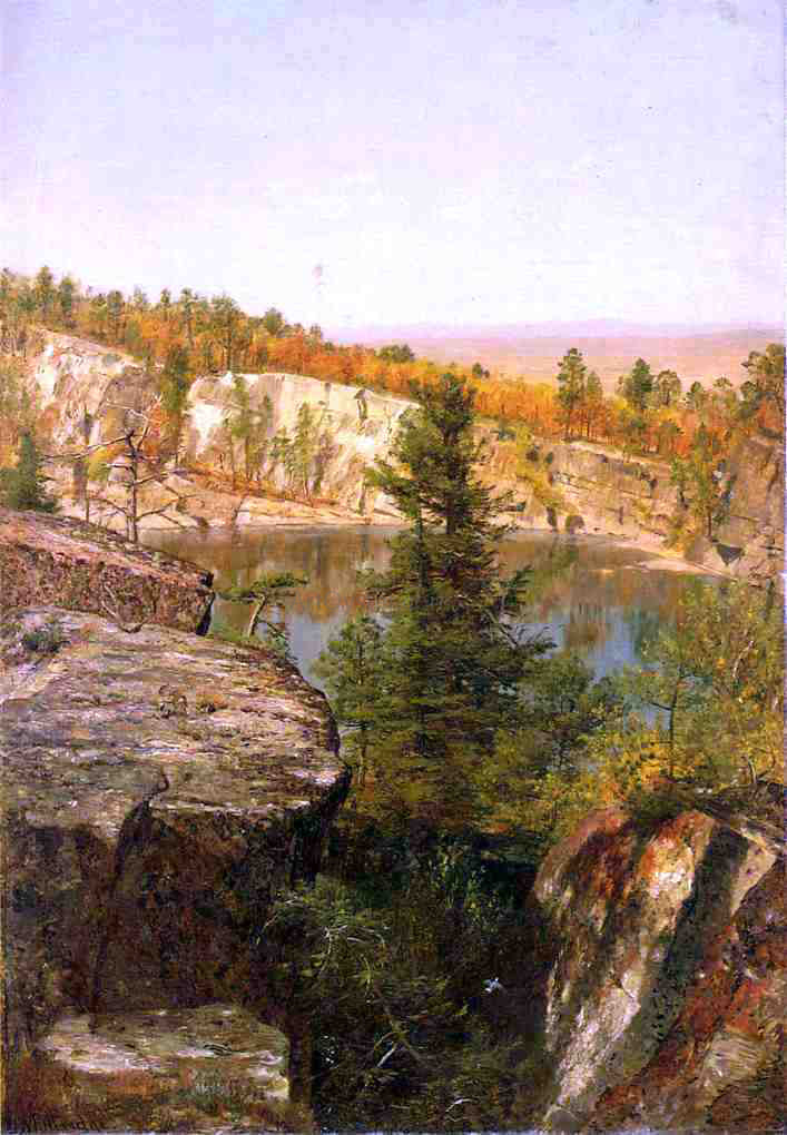 Thomas Worthington Whittredge Rock Ledge and Pond - Canvas Print