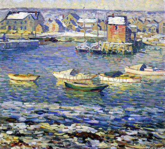 Robert Spencer Rockport, Boats in a Harbor - Canvas Print