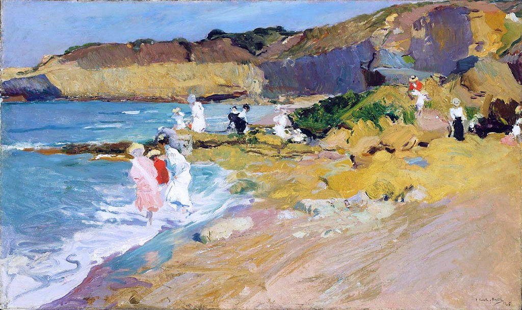 Joaquin Sorolla Y Bastida Rocks and the Lighthouse, Biarritz - Canvas Print