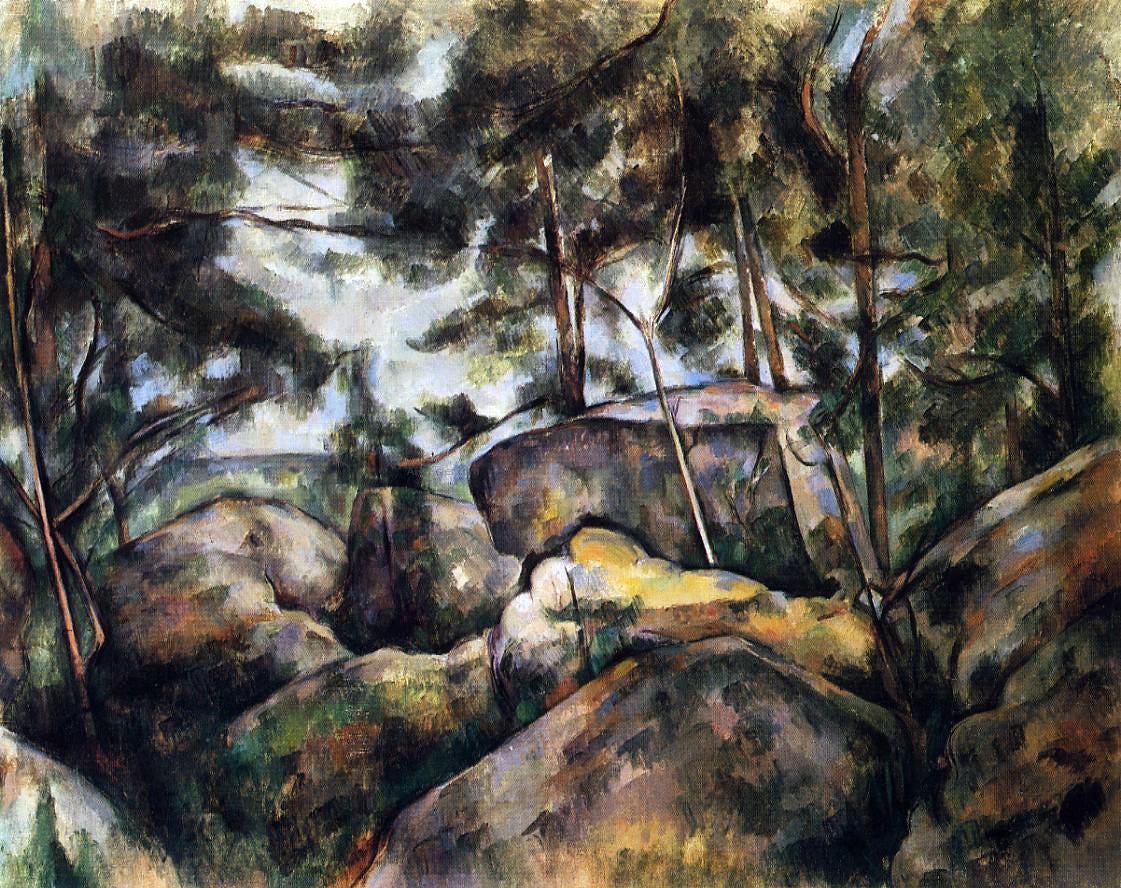 Paul Cezanne Rocks at Fountainebleau - Canvas Print