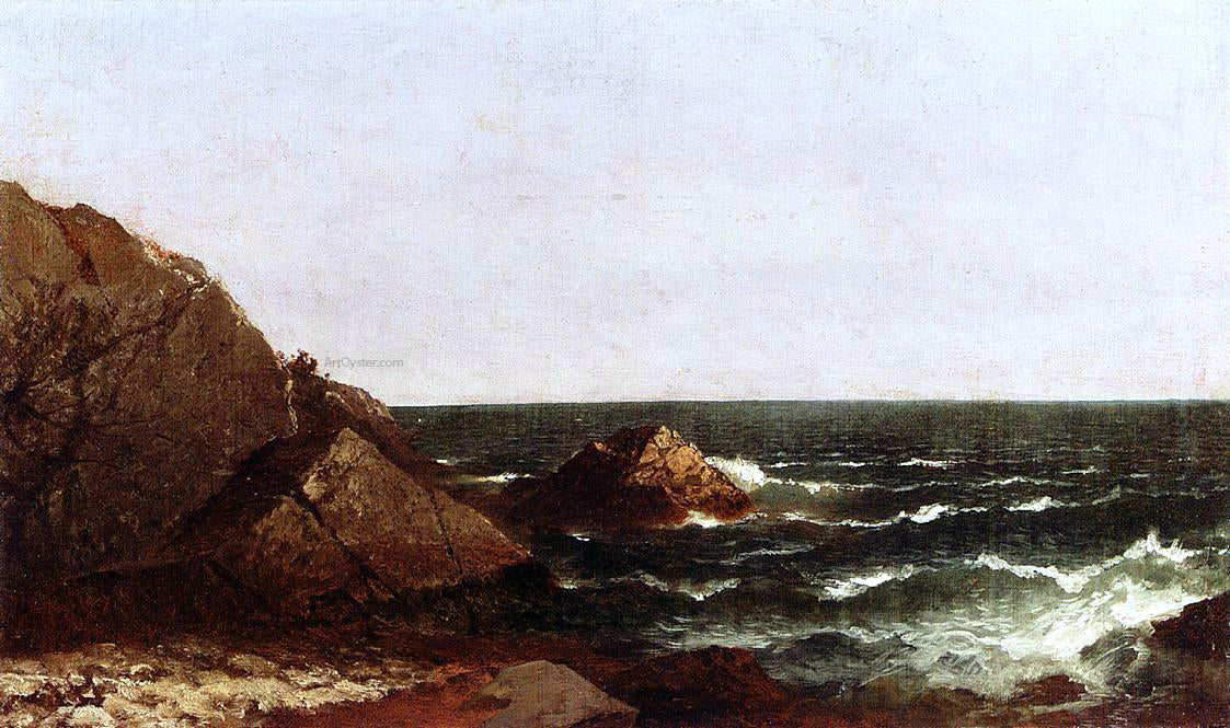 John Frederick Kensett Rocks at Newport - Canvas Print