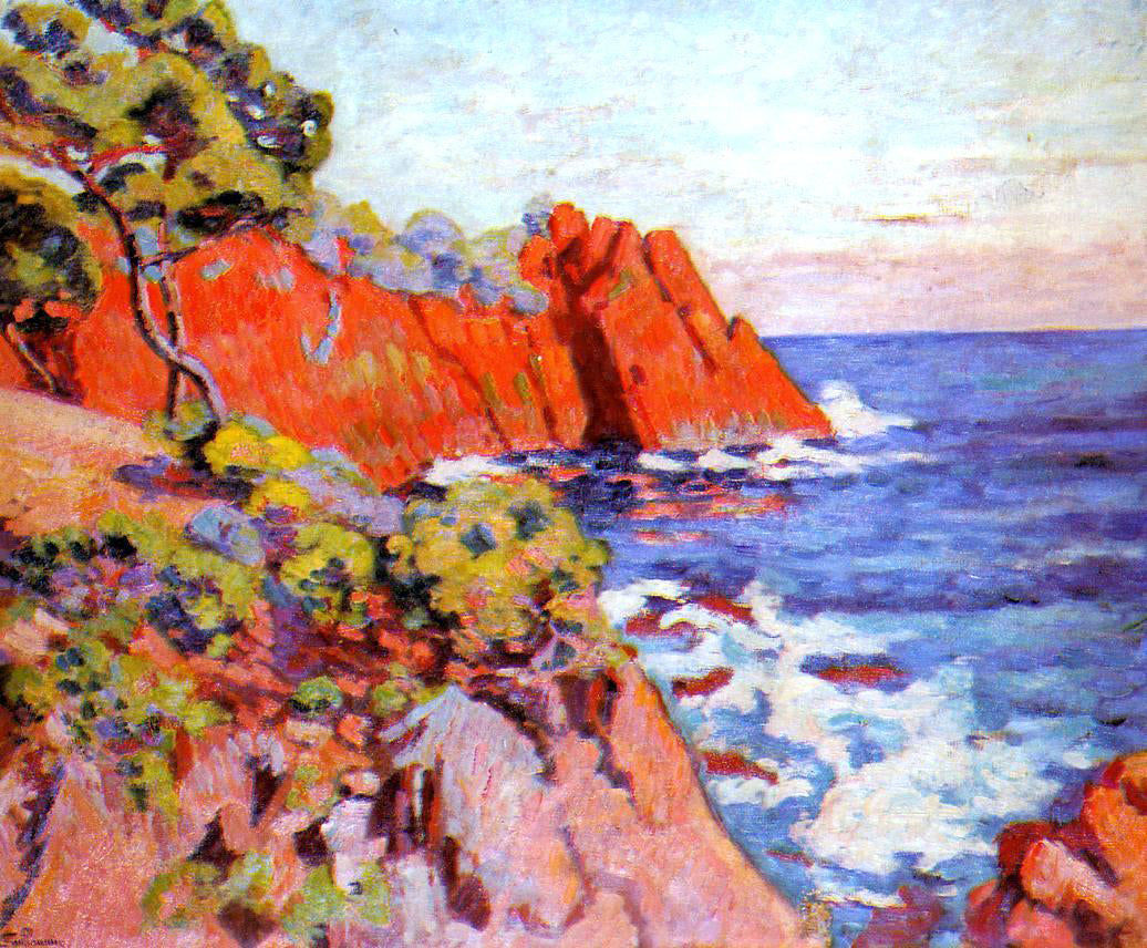 Armand Guillaumin Rocks on the Coast at Agay - Canvas Print