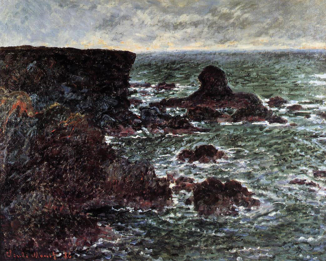 Claude Oscar Monet Rocky Coast and the Lion Rock, Belle-Ile - Canvas Print
