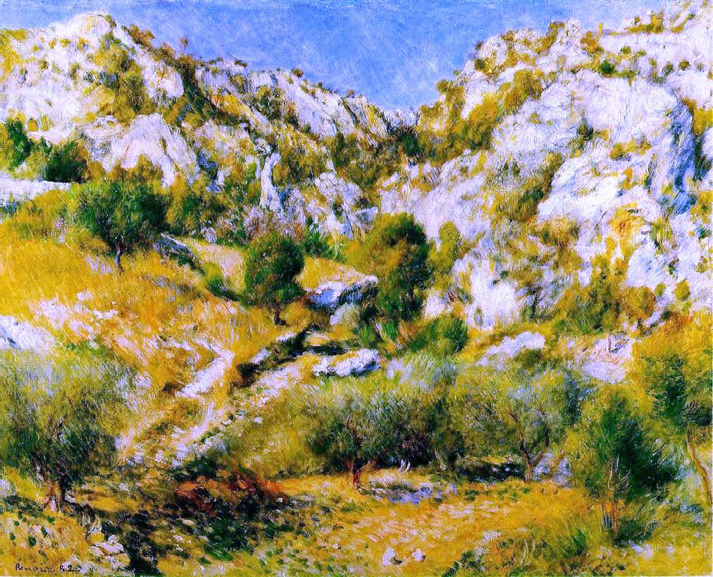 Pierre Auguste Renoir Rocky Craggs at l'Estaque - Canvas Print