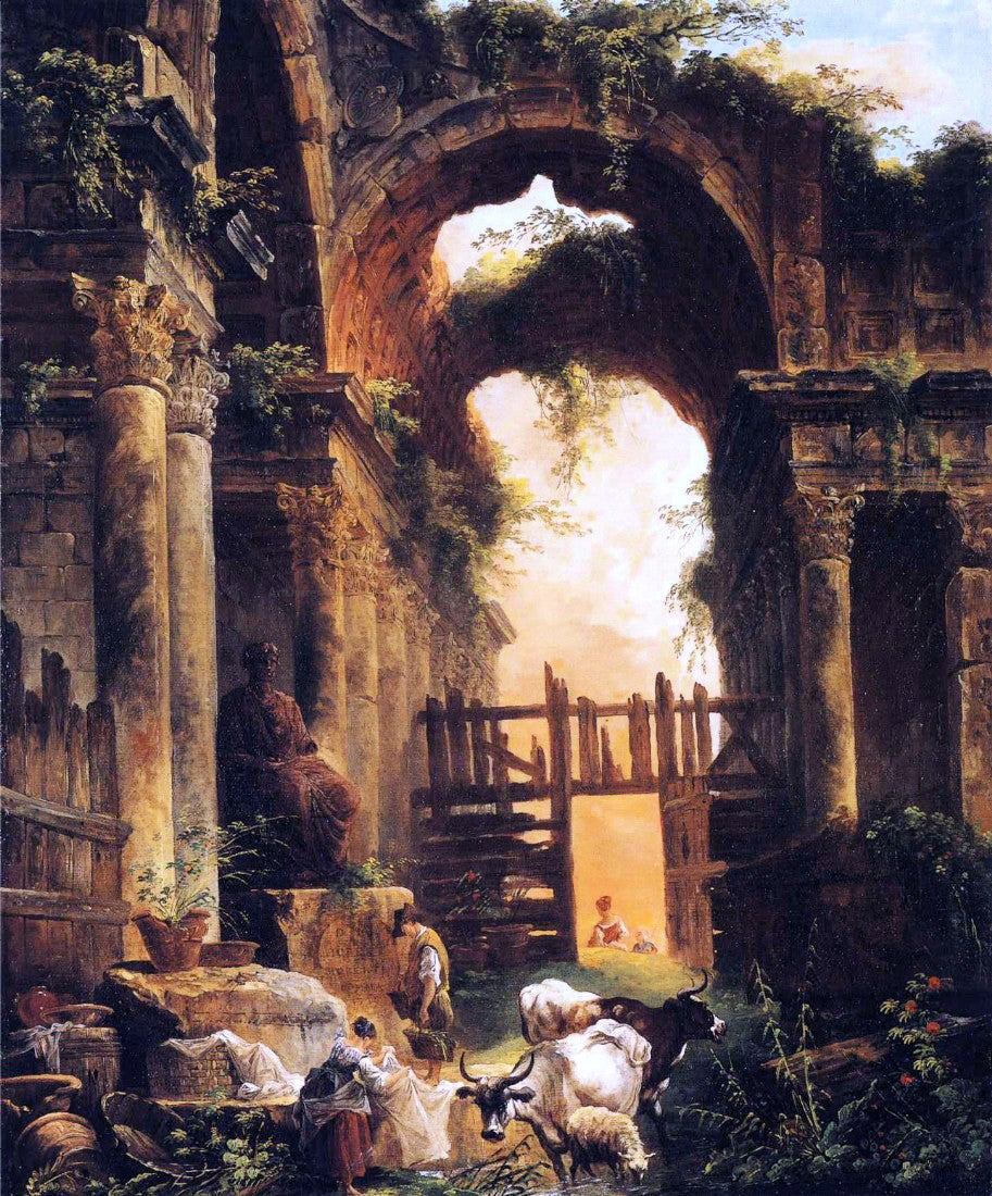 Hubert Robert A Roman Ruin - Canvas Print