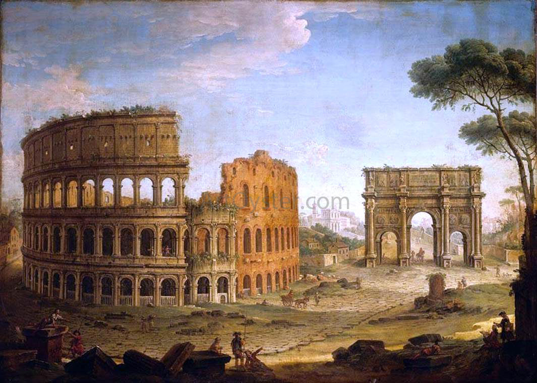 Antonio Joli Rome: View of the Colosseum and The Arch of Constantine - Canvas Print