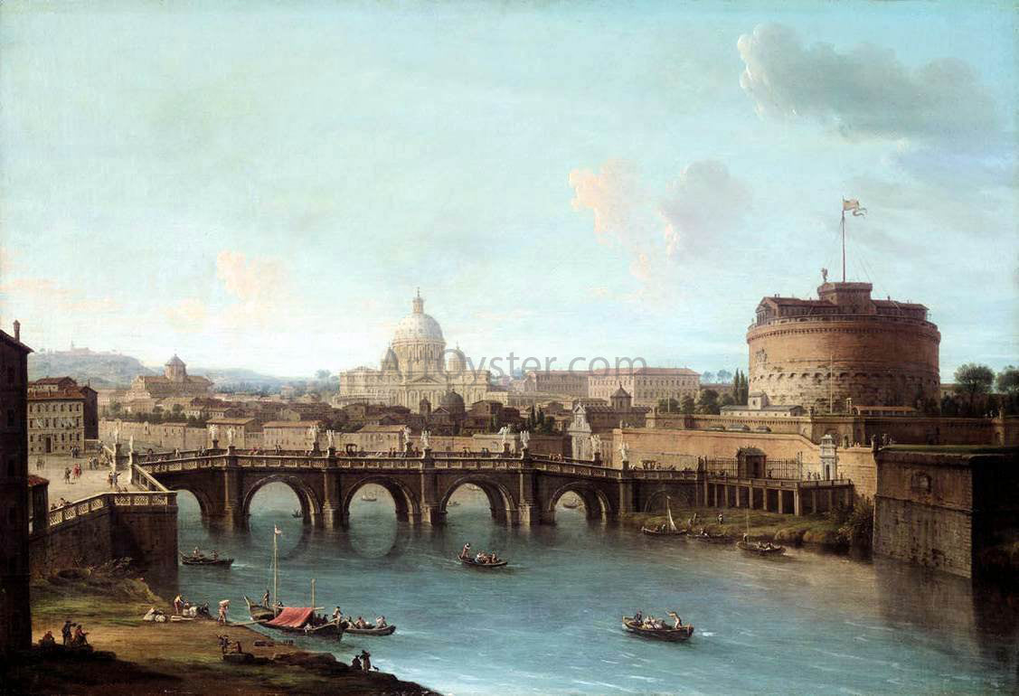 Antonio Joli Rome: View of the Tiber - Canvas Print