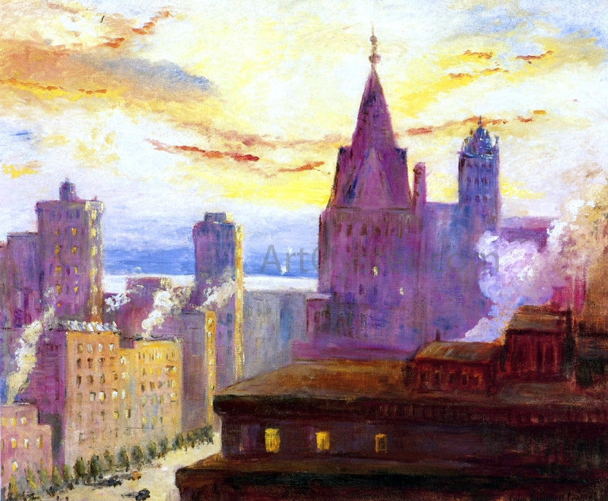 Colin Campbell Cooper Rooftops at Sunset - Canvas Print