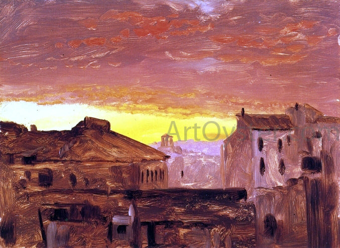 Frederic Edwin Church Rooftops at Sunset, Rome, Italy - Canvas Print