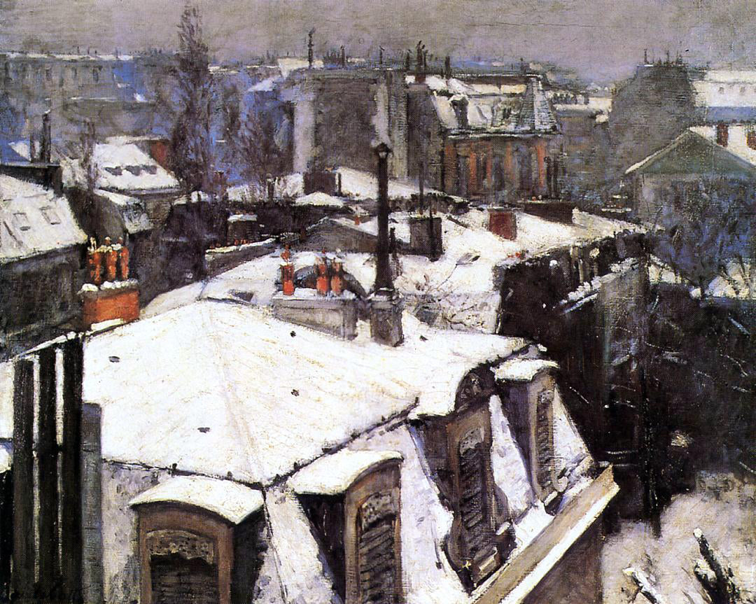 Gustave Caillebotte Rooftops Under Snow - Canvas Print