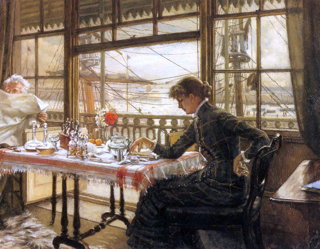 James Tissot Room Overlooking the Harbor - Canvas Print