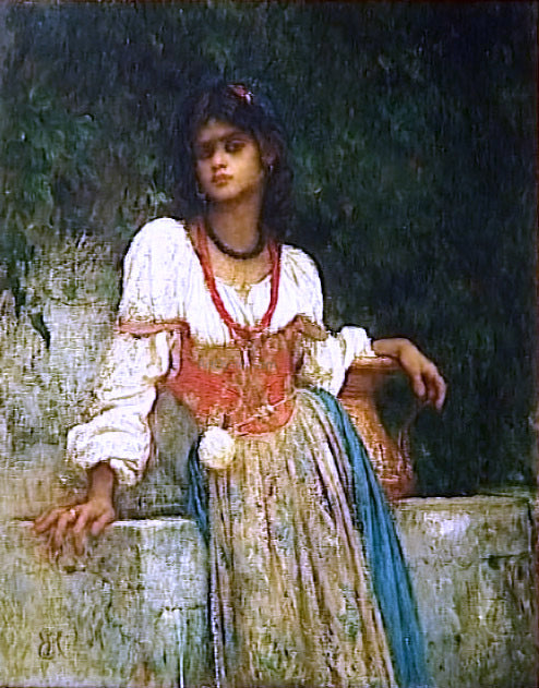Antoine Ernest Hebert Rosa Nera a la Fontaine - Canvas Print