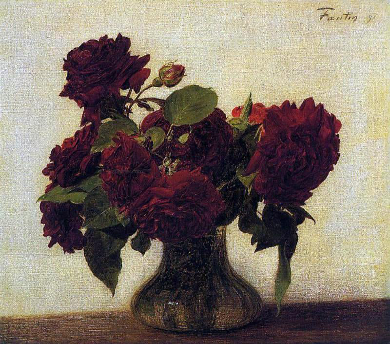 Henri Fantin-Latour Roses foncees sur fond clair - Canvas Print