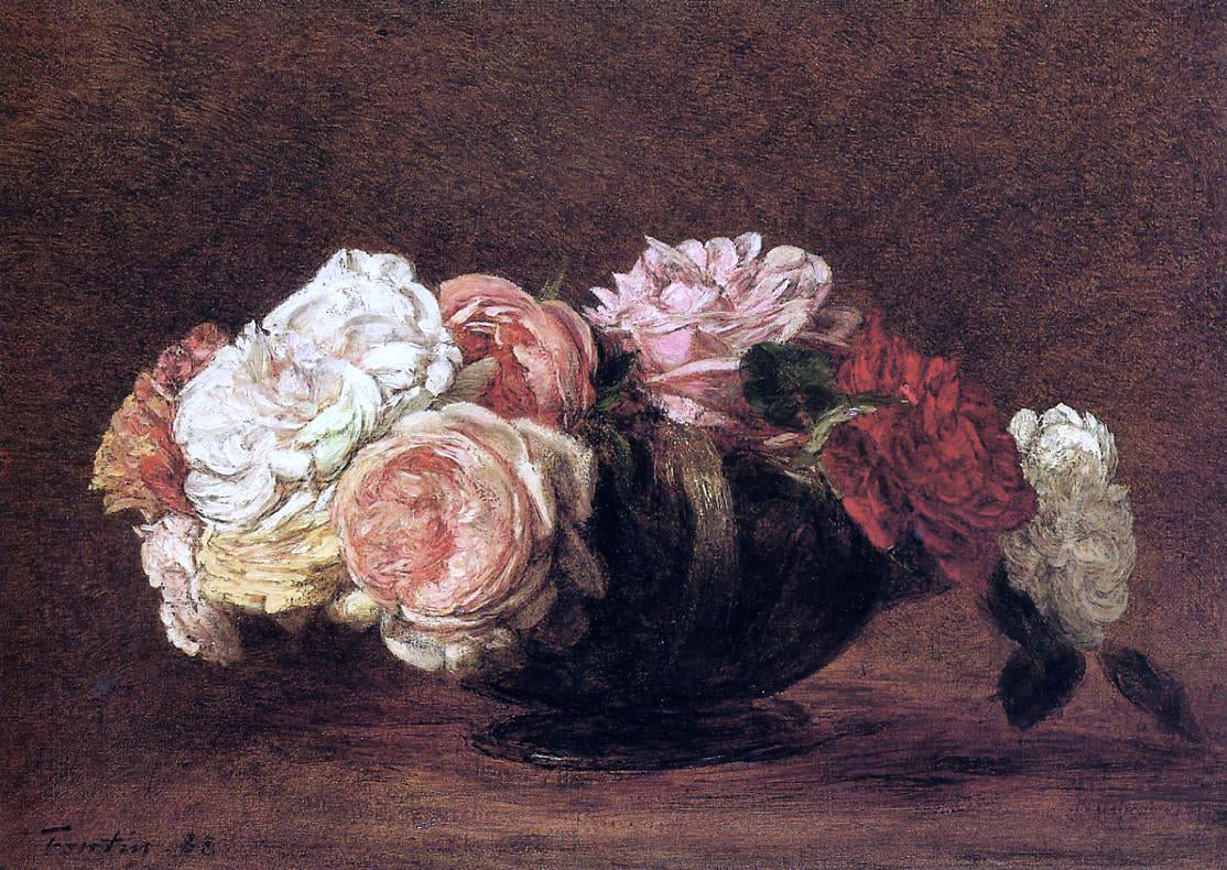 Henri Fantin-Latour Roses in a Bowl - Canvas Print