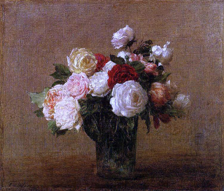 Henri Fantin-Latour Roses in a Glass Vase - Canvas Print