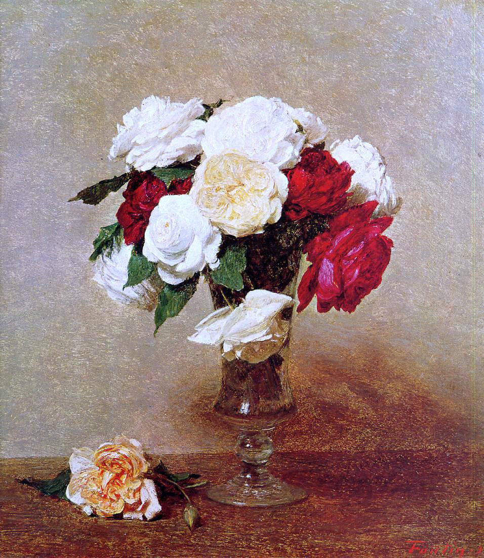 Henri Fantin-Latour Roses in a Stemmed Glass - Canvas Print