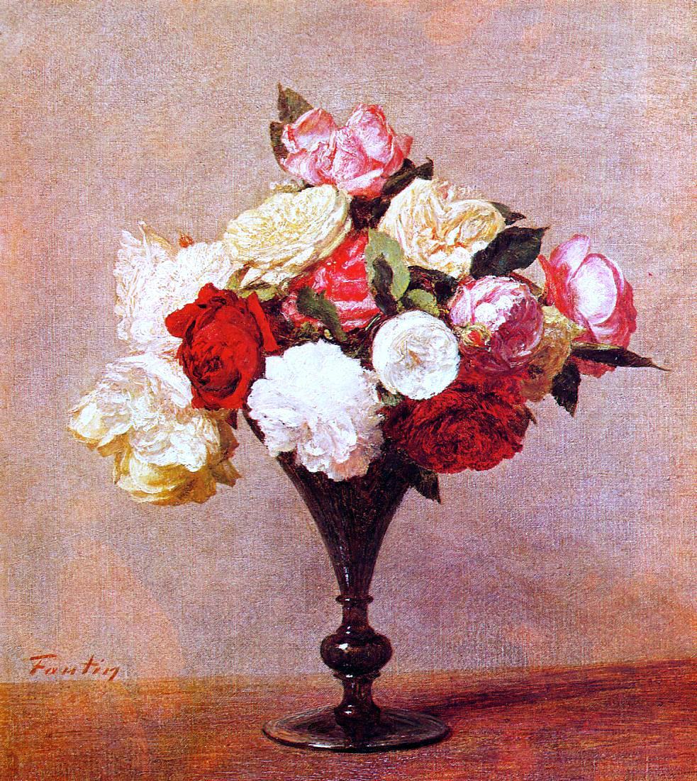 Henri Fantin-Latour Roses in a Vase - Canvas Print