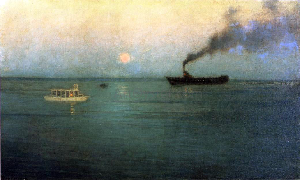 Lowell Birge Harrison Rosy Moon off Charles Harbor - Canvas Print