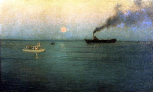 Lowell Birge Harrison Rosy Moon off Charles Harbor - Canvas Print