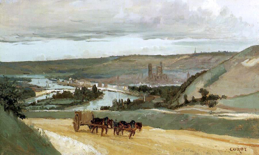 Jean-Baptiste-Camille Corot Rouen Seen from Hills Overlooking the City - Canvas Print