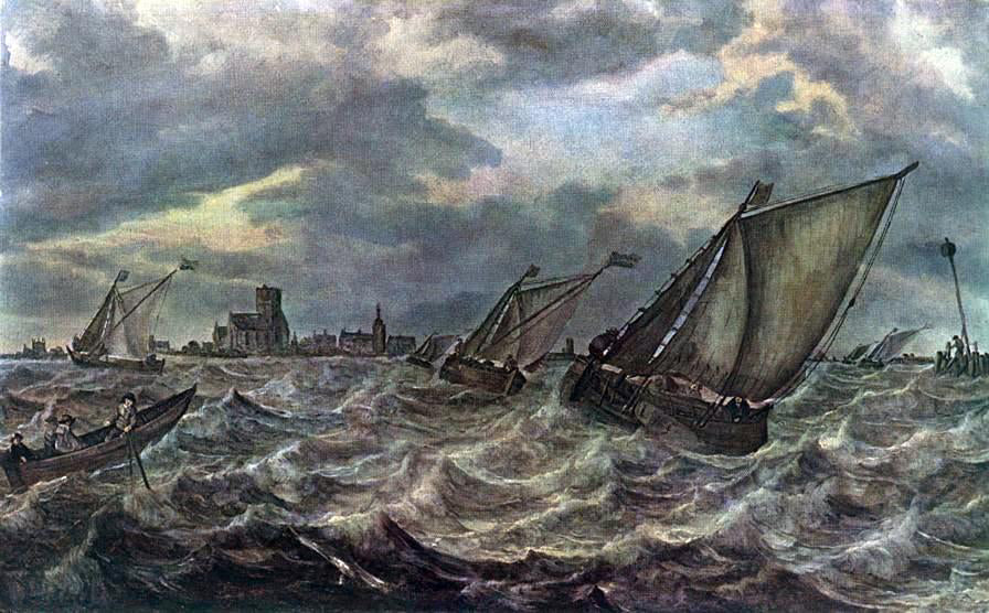 Abraham Van Beyeren Rough Sea - Canvas Print