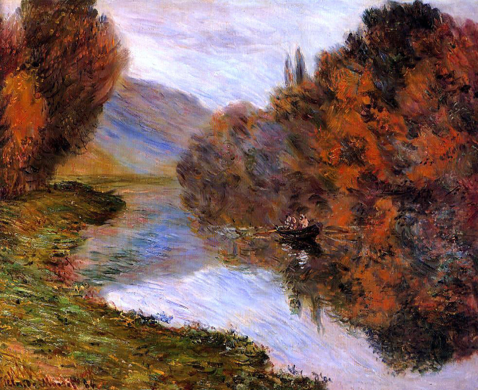 Claude Oscar Monet Rowboat on the Seine at Jeufosse - Canvas Print