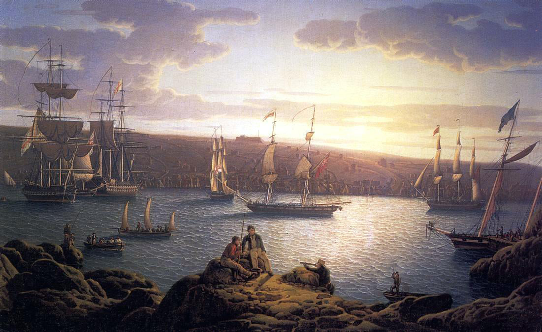 Robert Salmon Royal Naval Vessels off Pembroke Dock, Milford Haven - Canvas Print