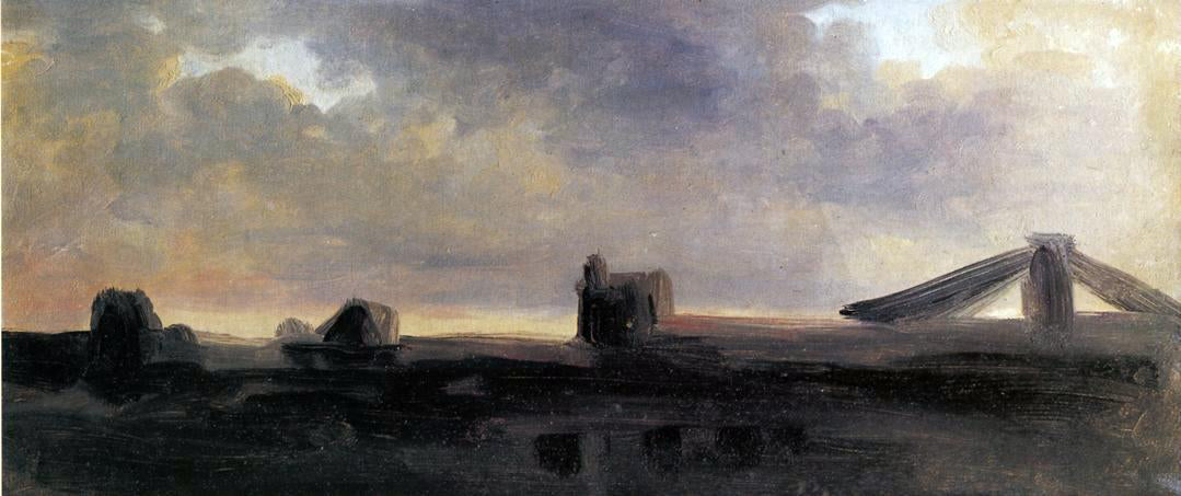 Pierre-Henri De Valenciennes Ruins on a Plain at Twilight - Canvas Print