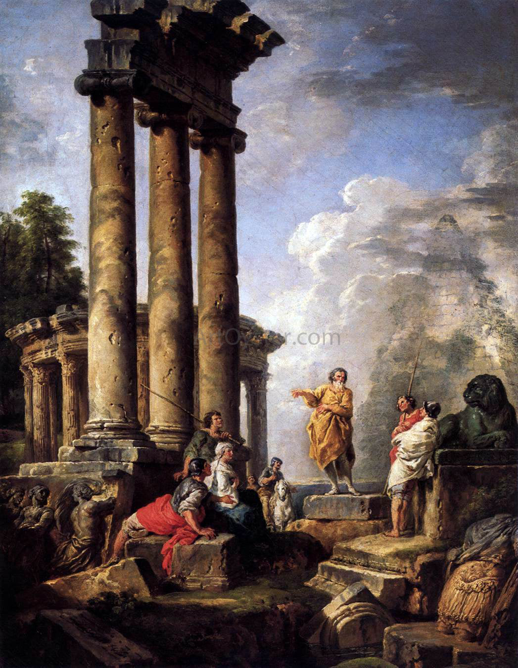 Giovanni Paolo Pannini Ruins with St Paul Preaching - Canvas Print