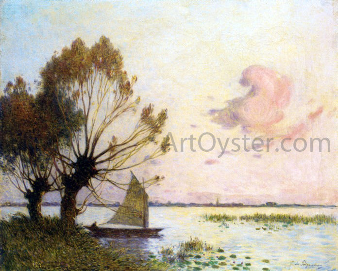 Ferdinand Du Puigaudeau Sailboat on the Grande Briere Marsh - Canvas Print