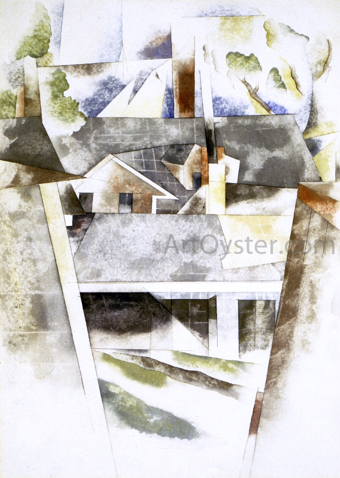 Charles Demuth Sailboats and Roofs - Canvas Print