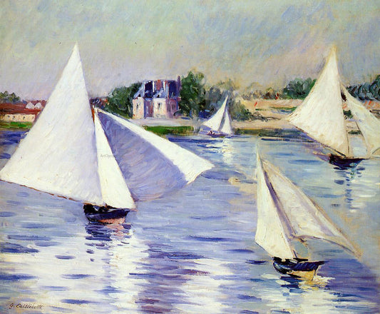 Gustave Caillebotte Sailboats on the Seine at Argenteuil - Canvas Print