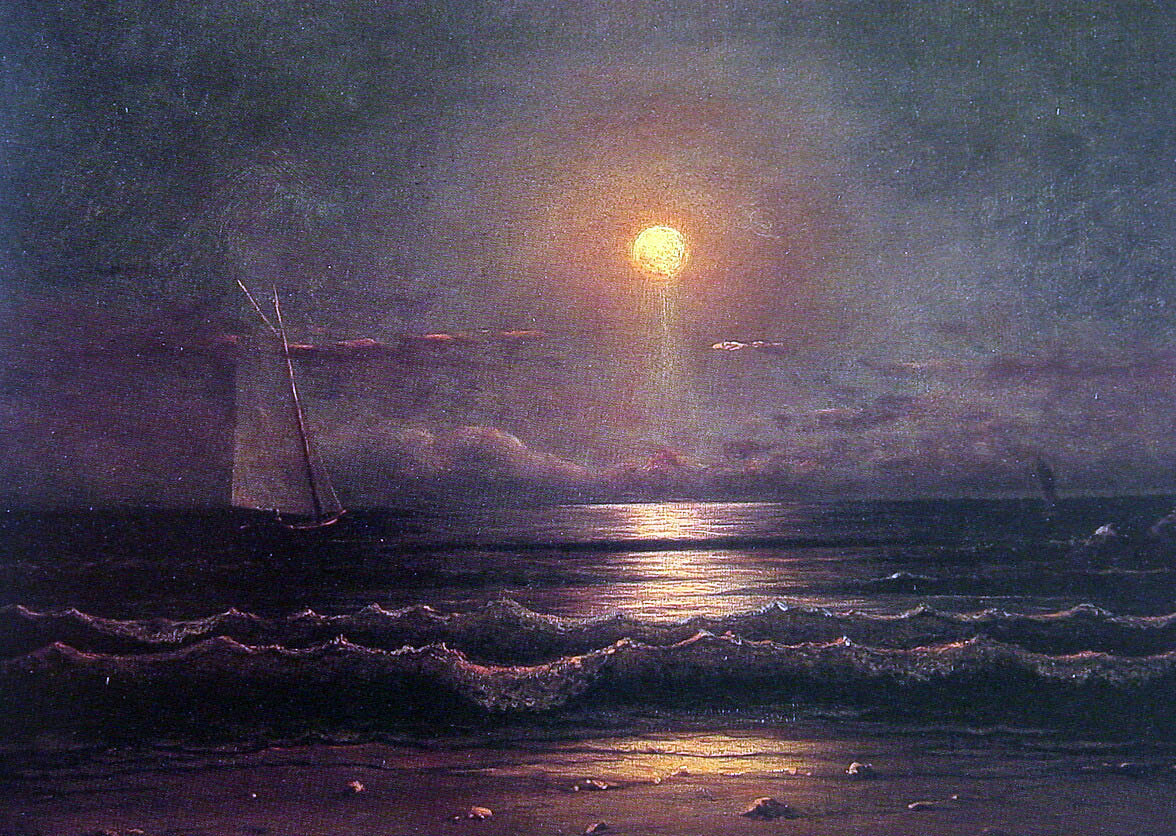 Martin Johnson Heade Sailing by Moonlight - Canvas Print