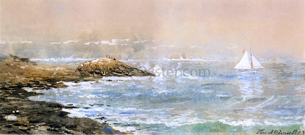 Edmund Darch Lewis Sailing off the Rocks - Canvas Print