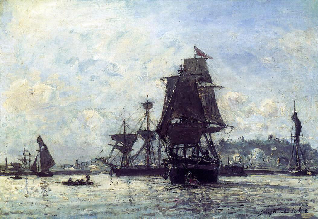 Johan Barthold Jongkind Sailing Ships at Honfleur - Canvas Print