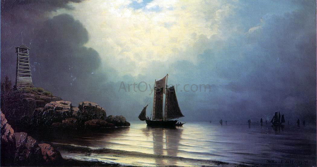 William Frederick De Haas Sailing Vessel off a Rocky Point - Canvas Print